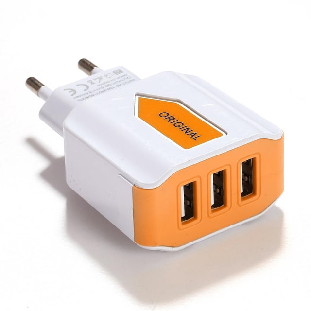 EU Plug Triple USB Port Wall Home Travel AC Power Charger Adapter