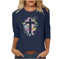 thumbnail image 1 of Blouses pour Femmes T-Shirt Imprimé Blouse à Manches 3/4 Col Rond Décontracté, Blouses pour Femmes T-Shirts pour Femmes, Blouses pour Femmes Décontractées, 1 of 3