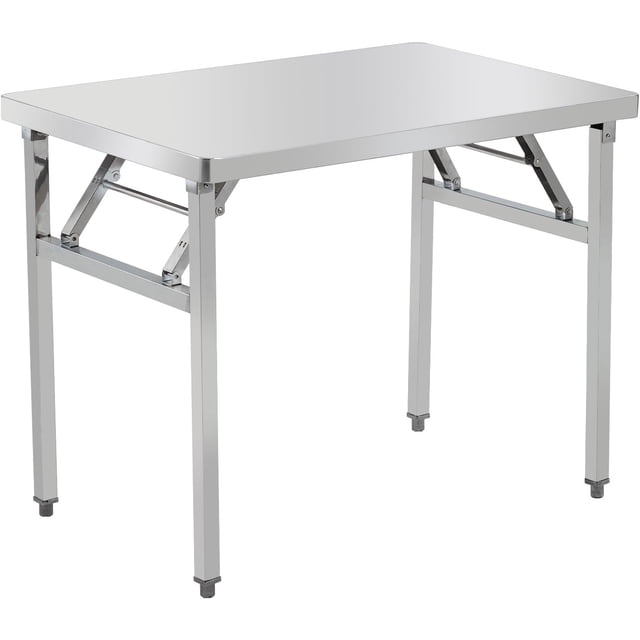 Commercial-Worktable Folding Workstation Stainless-Steel Heavy-Duty 36 x 24 Inch with 220 lbs Load, Silver Stainless Steel Kitchen Island,Kitchen Work Table
