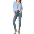 thumbnail image 2 of INSPIRE CHIC Women's Motorcycle Jacket Faux Suede Solid Color Asymmetric Zipper Jacket XL Light Blue, 2 of 8