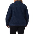 thumbnail image 3 of Agnes Orinda Women's Plus Size Fashion Outerwear Long Sleeve Button Denim Jacket 2X Black Blue, 3 of 6