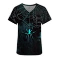 thumbnail image 5 of RKSTN Women Tops Short Sleeve V-neck Tops Working Uniform Halloween Printed with Pockets Blouse Scrub Tops, 5 of 5