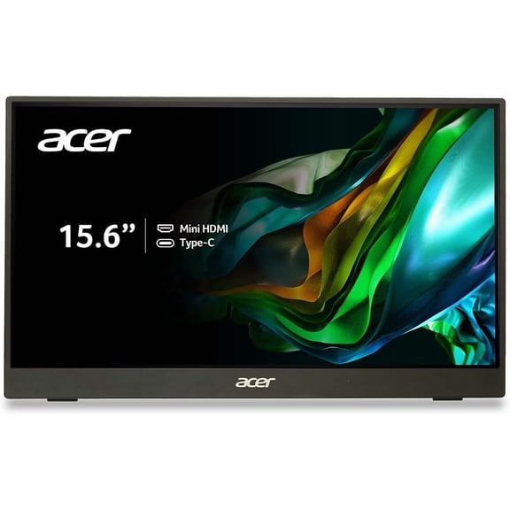 Acer Moniteur à Écran Tactile Portable 15,6 Pouces FHD IPS @ 60Hz/ USB-C, Mini HDMI/ Couverture avec Support/ Haut-Parleurs/ VESA -
