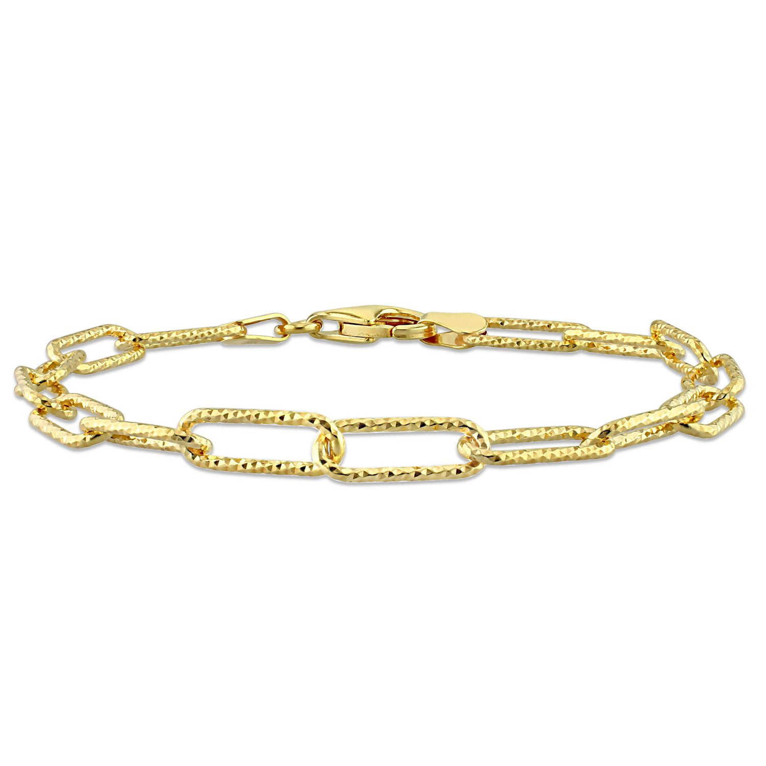 Bracelet en forme de trombone de Miabella en argent sterling plaqué or jaune 18K