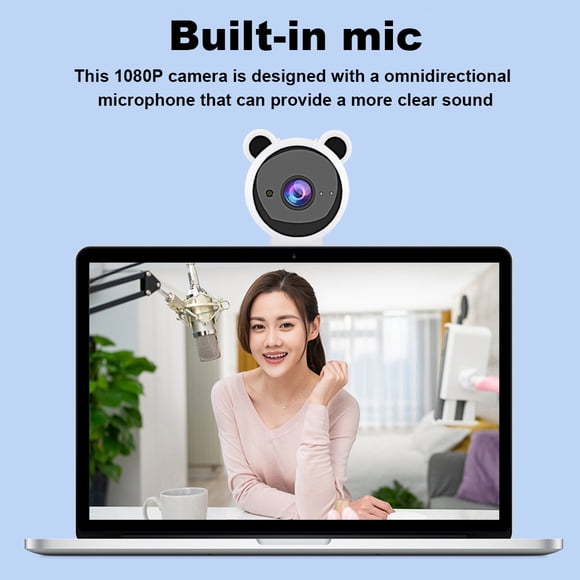 Laptop 1080P Resolution Webcam with Microphone Computer Noise Cancelling USB Camera Home Network Meeting Cam Desktop PC Supplies White