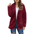 thumbnail image 2 of Manteaux d'Hiver pour Femmes Grande Taille Veste en Polaire Cardigan à Capuche Manches Longues Chandails en Molleton Ouvert Col Rabattu, 2 of 5