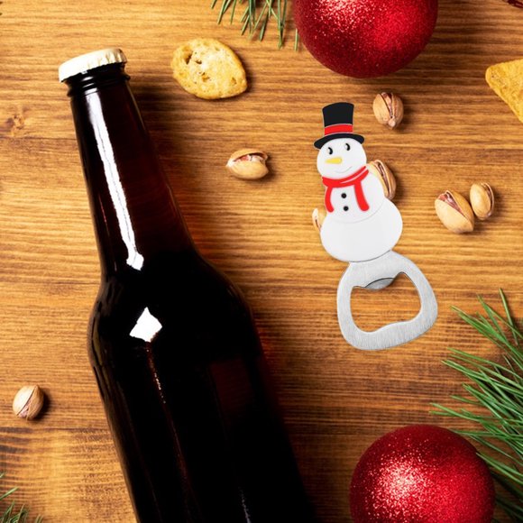 Ouvre-bouteille de Noël en Acier Inoxydable, Ouvre-Bouteille de Vin avec Dos Magnétique pour Réfrigérateur, Retire-Capuchon de Bière pour Maison, Cuisine, Bar, Fête, Autocollant Magnétique en Silicone pour Décor Festif