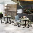 thumbnail image 4 of Costway Round Picnic Table Bench Set with 4 Benches Umbrella Hole All Weather Tabletop Green, 4 of 10