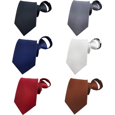 QCWQMYL Cravates à Glissière pour Hommes à Fermeture Éclair 6P Classique Ajustable Cravate de Cou, Facile à Nouer Pré-Nouée Couleur Unie Polyester