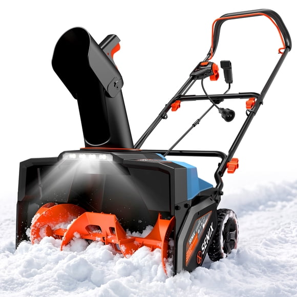 SENIX Souffleuse à Neige Électrique Filaire de 21 Pouces avec Lumières DEL, 120 V, Profondeur de 15 A à 12 Po, Distance de Projection de 33 Pi, 850 Lb/min (STE15-m)