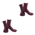 thumbnail image 1 of relayinert Soft Five Toe Socks Stretchable Cotton High Crew Socks Athletic Solid Socks Purple 2Set, 1 of 6