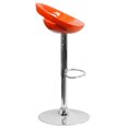 thumbnail image 3 of Contemporary Orange Plastic Adjustable Height Barstool with Rounded Cutout Back and Chrome Base, 3 of 9