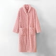 thumbnail image 2 of ManxiVoo Womens Robe Long Bathrobe Cozy Warm Shawl Collar Spa Robe Textured Housecoat Loungewear M Size Pink, 2 of 7