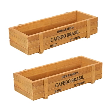 2 Pcs Jardinière en Bois pour Succulentes, Contenant de Plante, Boîte Rectangulaire, Pot de Lit pour Fleurs