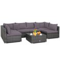 thumbnail image 2 of Costway 7PCS Patio Rattan Furniture Set Sectional Sofa Cushioned Garden Grey, 2 of 9