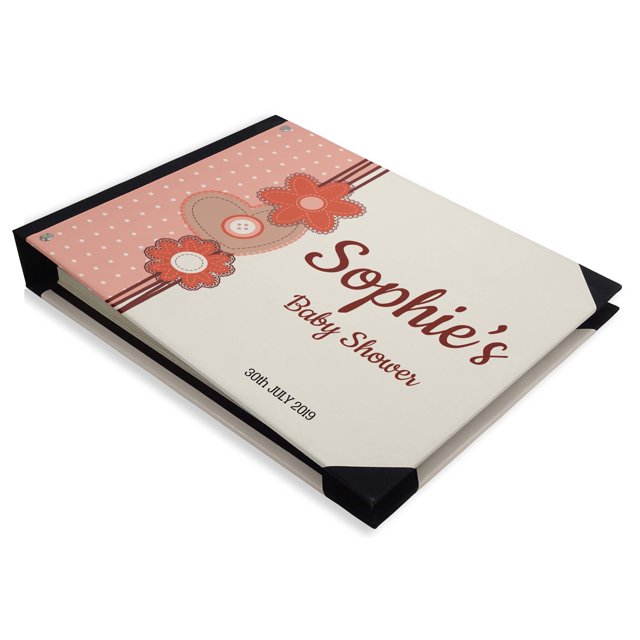 Darling Souvenir Couverture Rigide Imprimée à Pois Roses et Fleurs Livre d'Or Personnalisé pour Shower de Bébé Panneau d'Invité Registre-9 x 12 Pouces