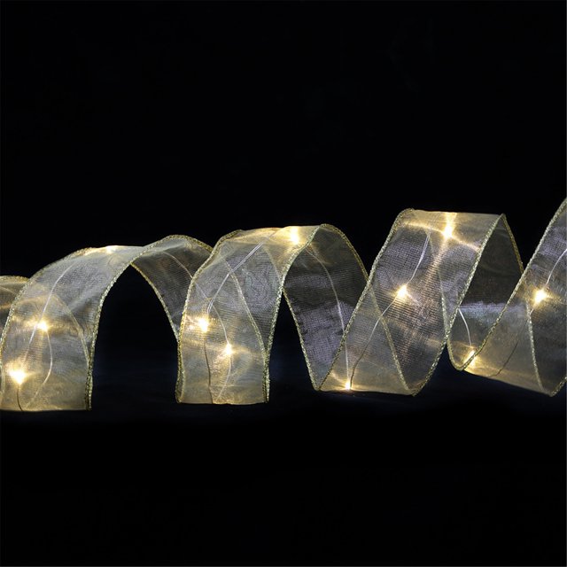 Boovnll Christmas LED Ribbon 16.4FT 50 LED Copper Wire Lace Bows String Lights Christmas Ribbon with Lights for Holiday Indoor Xmas Tree, Wedding, Party Decor, Christmas Decorations