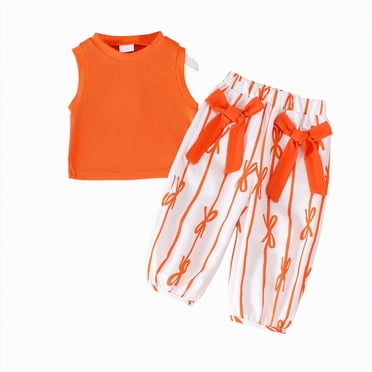 gdxvjhbj Baby Girls Outfits Toddler Girls Clothes Short Sleeve T-Shirt + Leggings 2pcs Outfits Set 2T 3T (Orange,2-3 Years)
