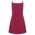 thumbnail image 2 of Innerwin Strappy Slip Dresses Spaghetti Strap Ladies Short Mini Dress Party Button Baggy Swing A-Line Sundress Red 3XL, 2 of 5