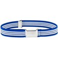 thumbnail image 2 of Ceinture Élastique Ajustable pour Enfants avec Boucle Carrée Argentée - Rayure Bleu Royal et Blanc, 2 of 2