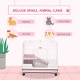 thumbnail image 4 of PawHut Cage pour Petits Animaux à 2 Niveaux de 32 Po L avec Roues Universelles Verrouillables, Rose, 4 of 10