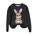 thumbnail image 4 of Penkiiy Chemises de Pâques pour Femmes 2024 Manches Longues Mignon Lapin Col Rond Chandail en Molleton Graphique Lapin Décontracté Été Blouse Tunique Hauts TG Noir, 4 of 6