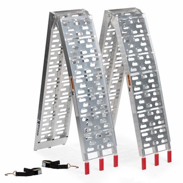 Titan Ramps 7.5 ft Folding Ramp, Anti-Slip Heavy Duty Aluminum with Safety Strap, 2 Pack