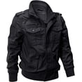thumbnail image 1 of Men‘s Cotton Lightweight Multi Pockets Zip Front Stand Collar Military Jackets Windbreaker, 1 of 7
