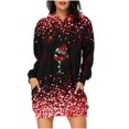 thumbnail image 2 of Jsaierl Robe à Capuche de Noël pour Femmes à Manches Longues, Tunique à Capuche à Imprimé Verre de Noël, Chandail de Noël, Robe de Fête avec Poches, 2 of 4