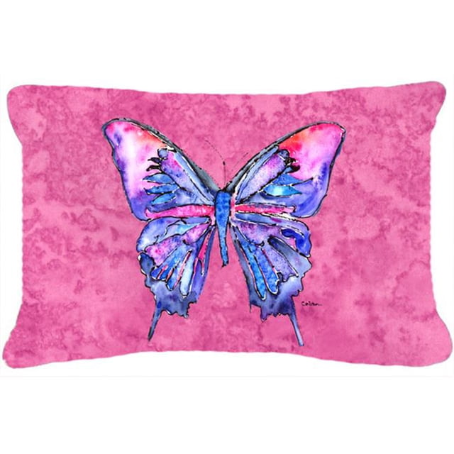 12 x 16 In. Butterfly on Pink Indoor & Outdoor Fabric Decorative Pillow
