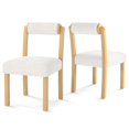 thumbnail image 1 of Costway Wooden Dining Chair Set of 2 Faux Sherpa Upholstered Kitchen Dining Room Chairs, 1 of 9