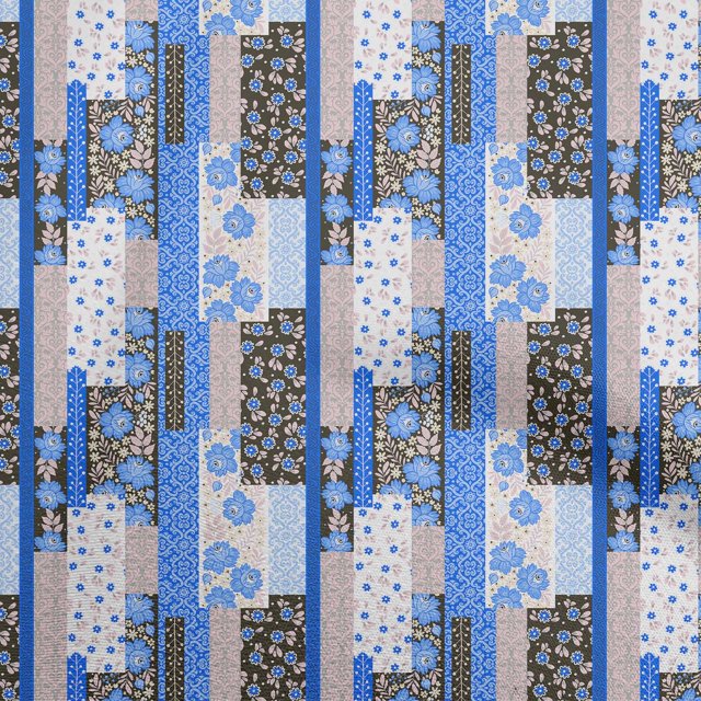 oneOone Velvet Blue Fabric Floral Sewing Craft Projects Fabric Prints By Yard 58 Inch Wide