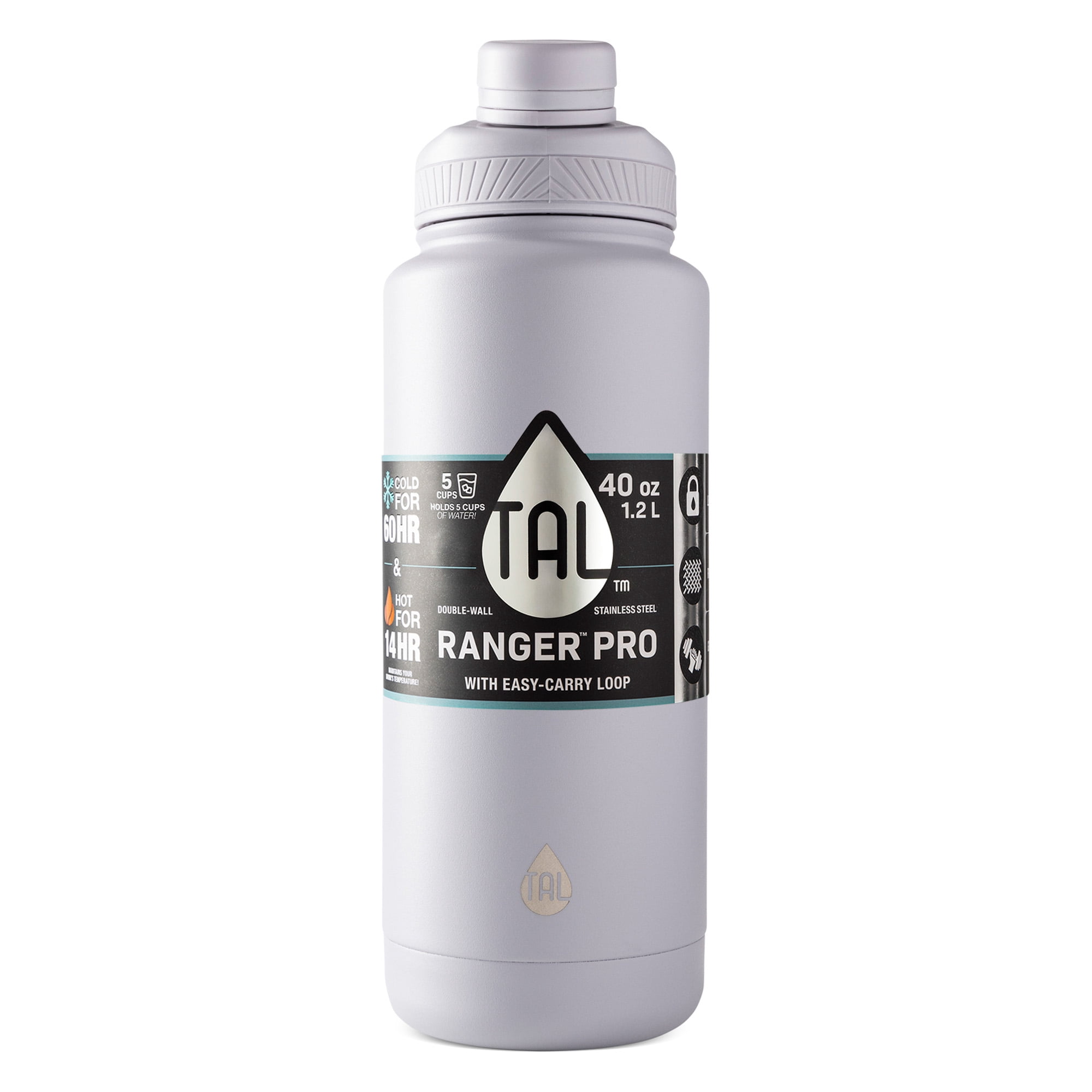 Bouteille d'eau TAL Ranger en acier inoxydable 1 134 ml, gris bleu