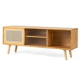 thumbnail image 3 of Costway Modern TV Stand Entertainment Center Media Console w/Rattan  Glass Sliding Doors, 3 of 10