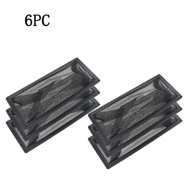 3PC/6PC Floor Filter Mesh - Black Polyester Mesh & PVC | 4x10in Ventilation Net | Trash Collection Efficient Filtration | Home Vent Duct Floor Trough Use