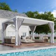 thumbnail image 1 of Hommow Pergola à Persiennes 10x12, Pergola d'Extérieur en Aluminium avec Toit à Persiennes Réglables, Filets Imperméables Inclus, Blanc, 1 of 8