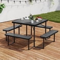 thumbnail image 1 of Costway Picnic Table Bench Set for 4-8 People with Umbrella Hole All-Weather HDPE Tabletop Black, 1 of 10