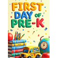 thumbnail image 4 of Colorful School Themed Backdrop Banner with Alarm Clock Books Apple Globe and School Bus for First Day of Pre K Celebrations Party Decorations Photography Props Classroom Decor Background, 4 of 4