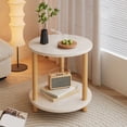 thumbnail image 2 of White Round Coffee Table For Home Decor Living Area With Practical Double Layer Storage And Space Saving Design Furniture 20.87X15.75X15.75 Inches White, 2 of 6