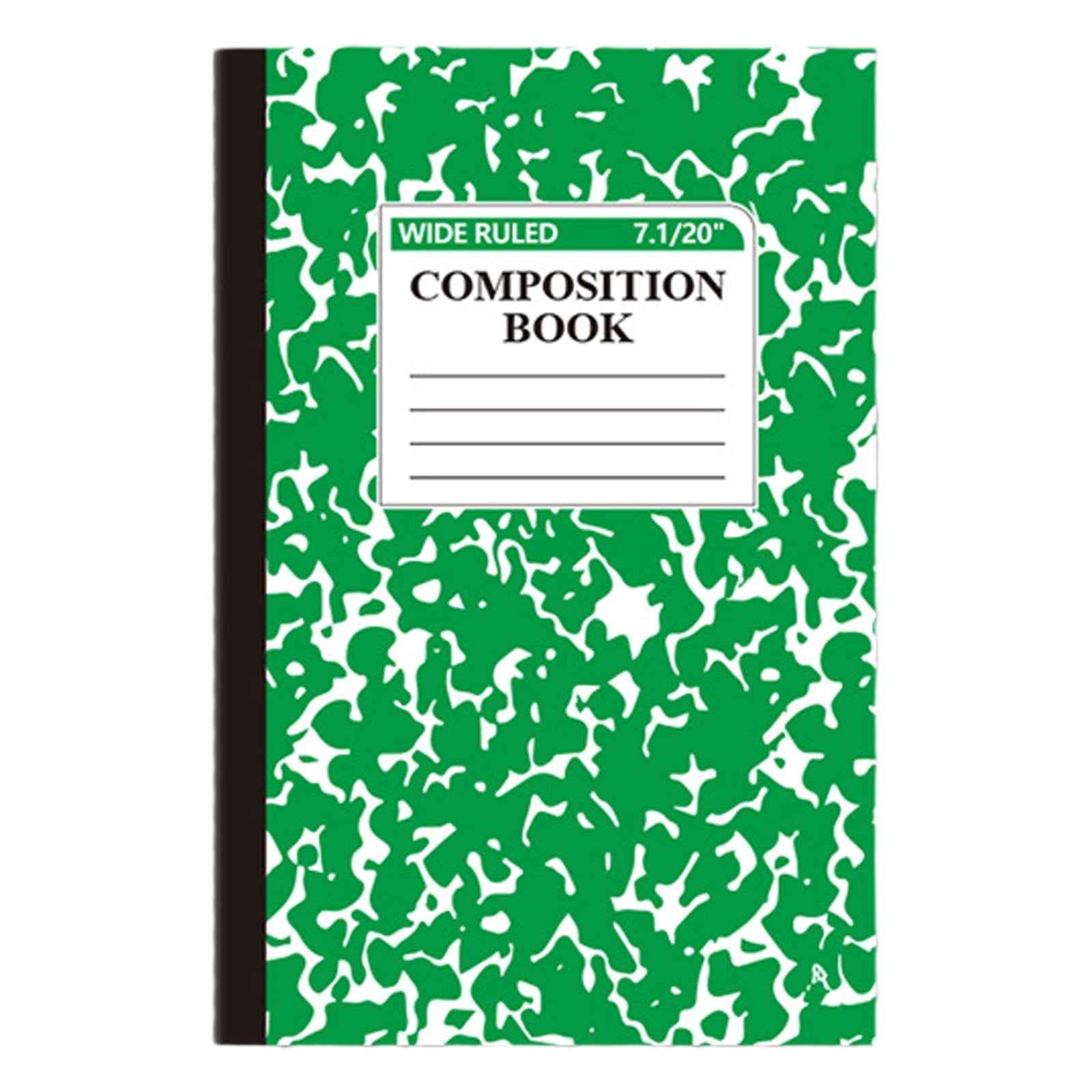 Wide Ruled Composition Notebook, Marble Cover, 100 Pages, 1 Count, Office Supplies for Teens & Adults, A5,Green