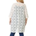thumbnail image 3 of Agnes Orinda Women's Plus Size Floral Lace Cardigan Lightweight 3/4 Sleeves Open Front Outerwear 4X White, 3 of 7