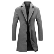 aohooy Womens Peacoat Wool Trench Coat Women Single Breasted Notched Lapel Collar Pea Coats Winter Long Jackets Dark Gray,S