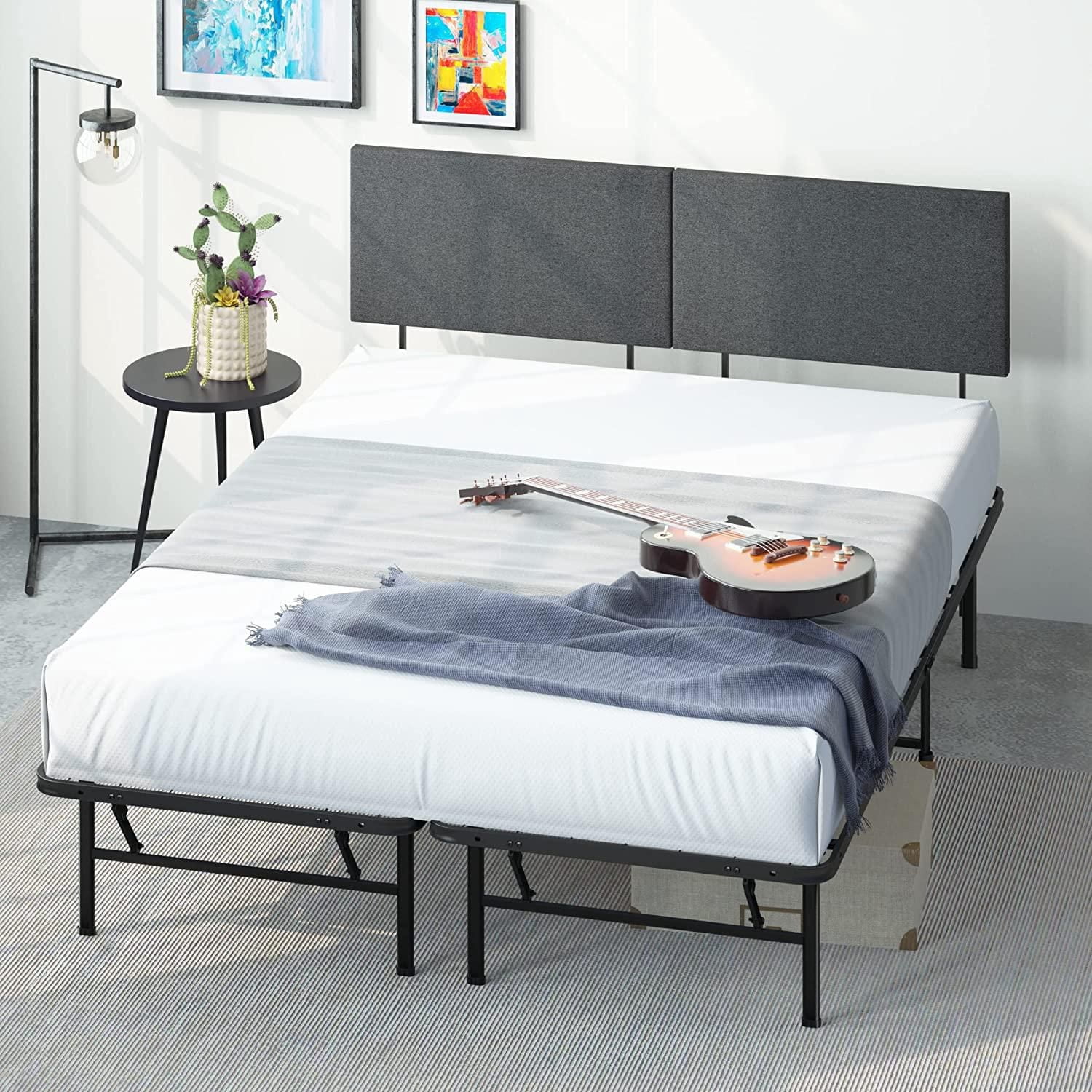 Cadre de lit plateforme en métal Zinus SmartBase avec tête de lit rembourrée et base de matelas