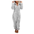 thumbnail image 2 of Combinaison Grande Taille pour Femmes aux Formes Combinaison à Manches Longues à Capuche Pyjama Décontracté d'Hiver Chaud Combinaison de Nuit Combinaisons d'Entraînement pour Femmes en Liquidation, 2 of 6