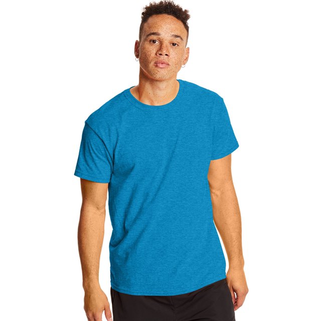 Hanes Mens X-Temp Crewneck Short-Sleeve T-Shirt 2-Pack, S, Neon Blue Heather