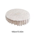 thumbnail image 2 of White Round Tablecloth Polyester Sheer Lace Embroidered with Hollowed-out Non-slip Design for Dining Tables 185 cm, 2 of 6