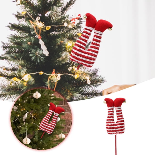 JJKBVCLO Legs With Red And White Stripes Desktop Ornament Festive Tabletop For And