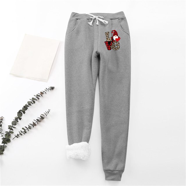 LSLJS Women's Christmas Santa Claus Print Leggings With Elastic Drawstring Pockets Thick Warm Pants, Womens Work Pants