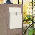 thumbnail image 3 of Iron Vertical Mailbox Hanging Wall Mounted Suggestion Drop Box Secured Paperwork Newspapers Magazines Holder Postbox Case Porch Room , Beige, 3 of 7
