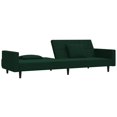 thumbnail image 3 of vidaXL 2-Seater Sofa Bed with Two Pillows Dark Green Velvet, 3 of 5